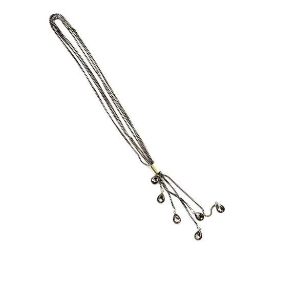 Teardrop Necklace with Champagne Crystals Beads and Charms-Gold Color Necklace - Picture 3 of 3